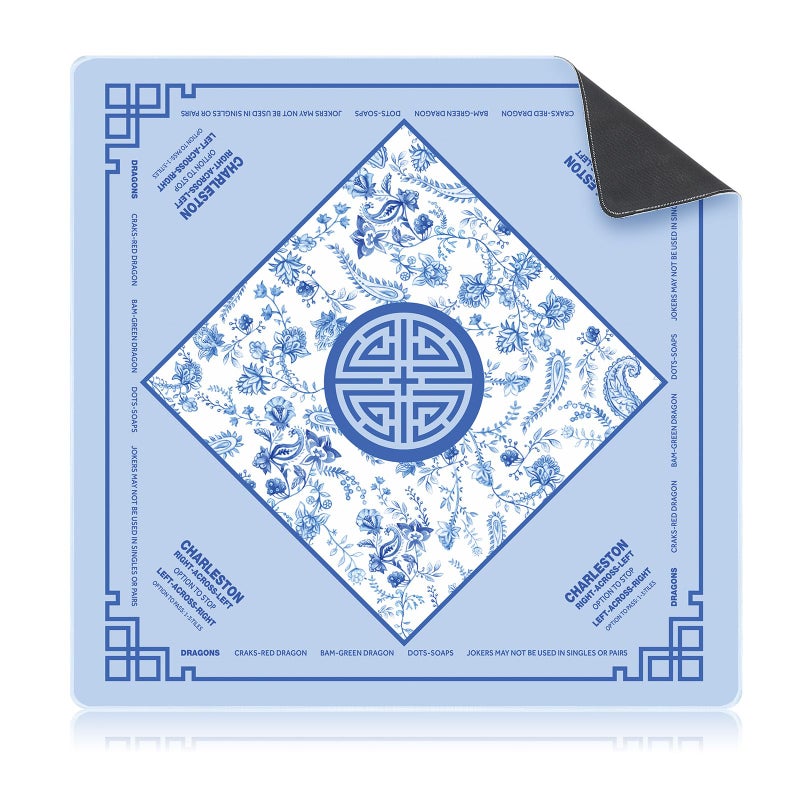 Seenelling 22 x 22 Inch Mini Mahjong Mat with Rules for Travel Set Chinoiserie NonSlip Noise Reduction Game Mat Multi Purpose Game Table Cover for Mahjong Card Board Tile Games - Image 3