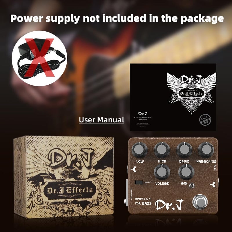 JOYO Bass Pedal of Overdrive Mic'd Tube Bass Amp Simulator Pedal Built-in DI & XLR Output for Effects Recording High-end Edition Dr.J Series (D53) - Image 4