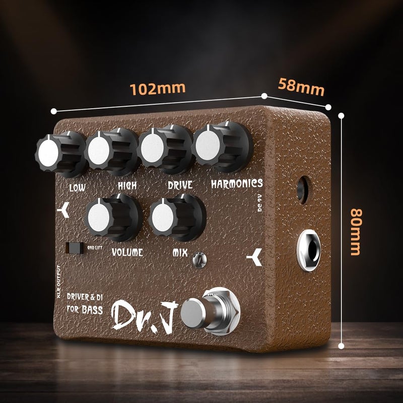 JOYO Bass Pedal of Overdrive Mic'd Tube Bass Amp Simulator Pedal Built-in DI & XLR Output for Effects Recording High-end Edition Dr.J Series (D53) - Image 5