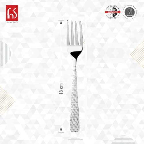FnS Madrid Hammered Finish Stainless Steel Dinner Fork (Set of 6) - Image 4