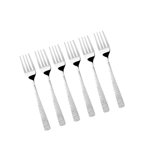 FnS Madrid Hammered Finish Stainless Steel Dinner Fork (Set of 6) - Image 2