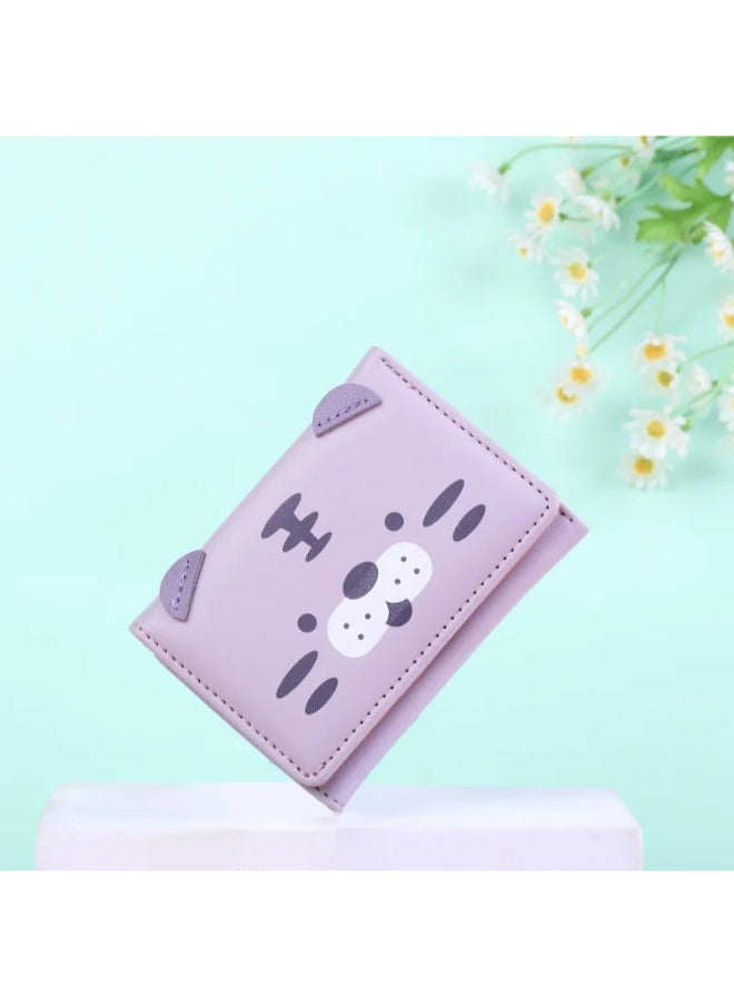 Generic Leather Flip Wallet & Card Holder with Multiple  Pockets Purple  - Image 4