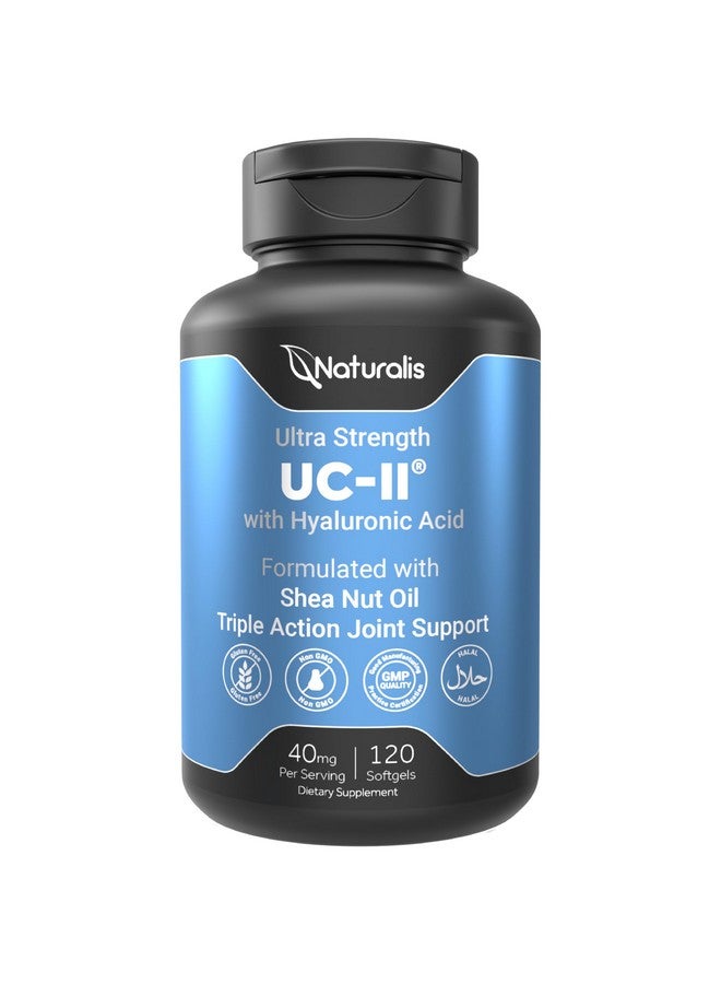 Naturalis ناتوراليس UC-II 40 ملغ مع حمض الهيالورونيك وزيت شجرة الشيا | كولاجين من النوع الثاني غير المعالج معزز لصحة المفاصل، الحركة والمرونة | خالي من الغلوتين وغير معدل وراثيًا | 120 كبسولة لينة - Image 1