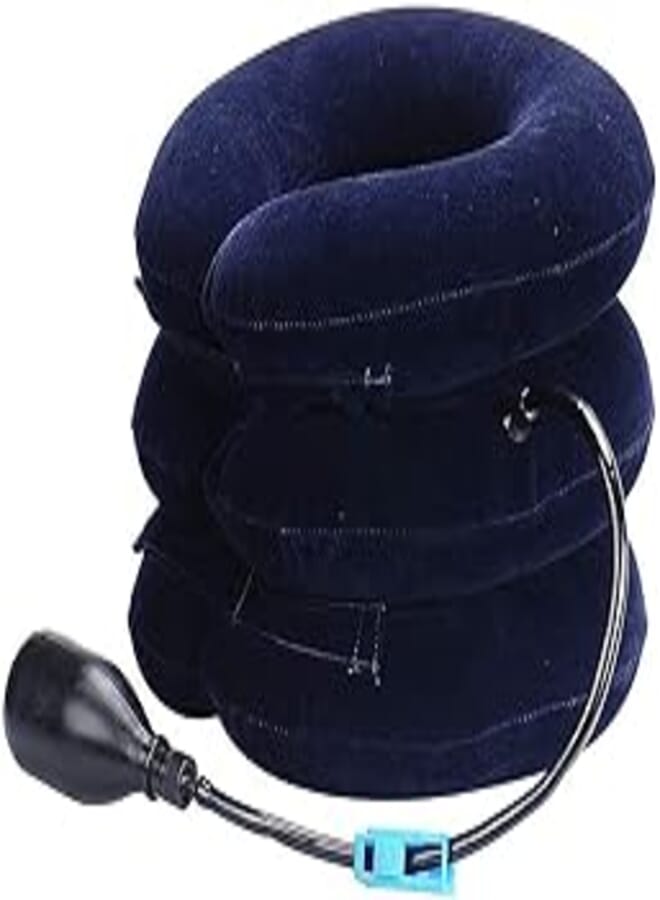 DAYONG DAYONG Cervical Neck Traction Device Inflatable Adjustable Neck Collar Device,Neck Support Stretcher Relief Spine Alignment Neck Traction Pain Relief (Dark Blue)