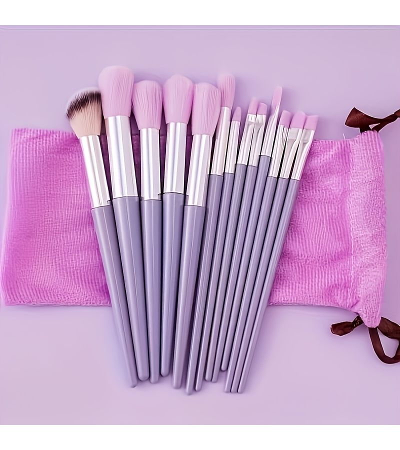 15pcs Noble Purple Soft Fluffy Makeup Brush Set Professional Foundation Eyeshadow Blending Tools - Image 3