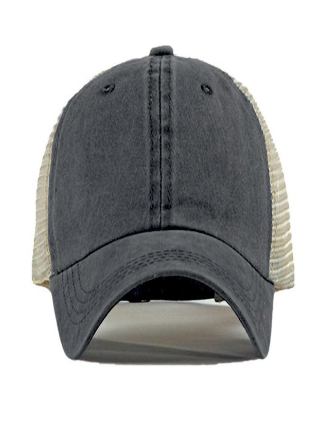 FASHIXD Vintage Washed Trucker Hat Distressed Adjustable Mesh Baseball Cap for Men Women Sun Hats Beach Outdoor Sports (US, Alpha, One Size, Black) - Image 2