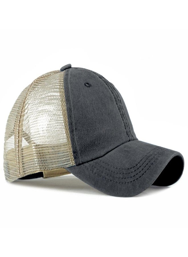 FASHIXD Vintage Washed Trucker Hat Distressed Adjustable Mesh Baseball Cap for Men Women Sun Hats Beach Outdoor Sports (US, Alpha, One Size, Black) - Image 3