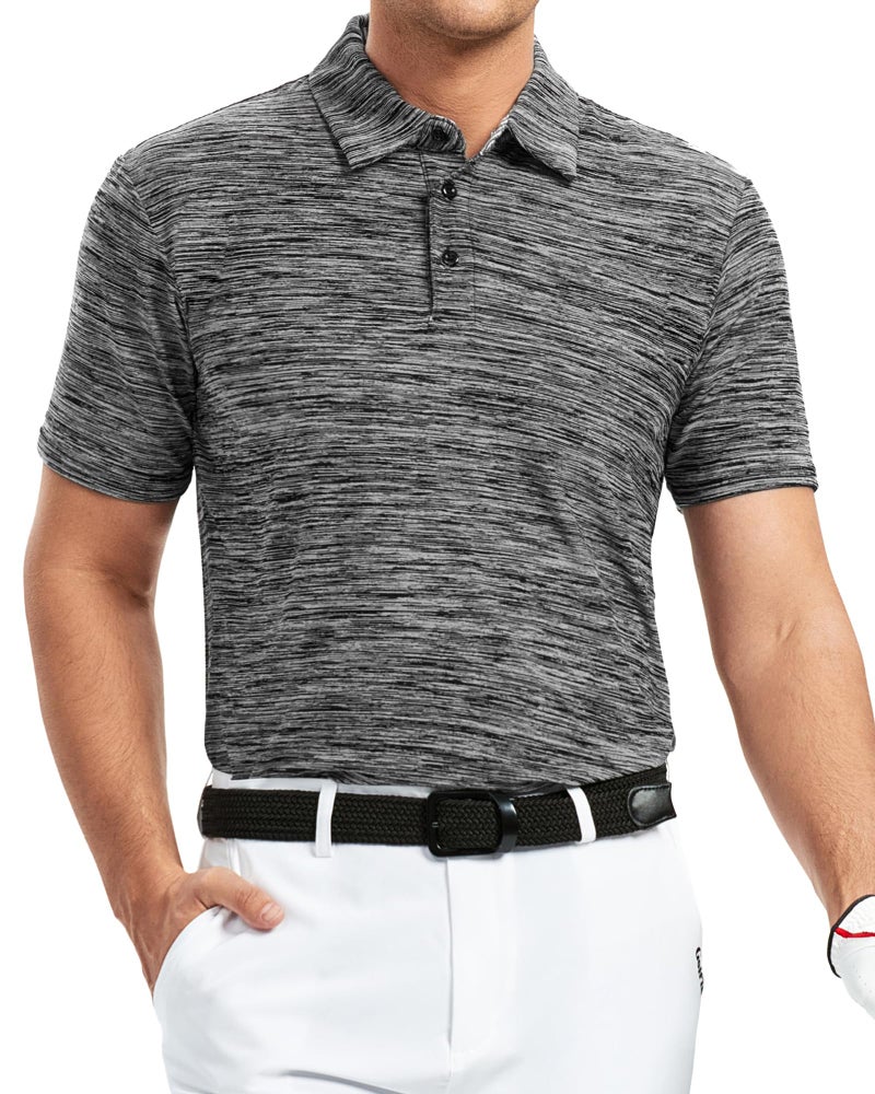 Alex Vando Mens Golf Shirt Moisture Wicking Quick-Dry Short Sleeve Casual Polo Shirts for Men,Black,M - Image 2