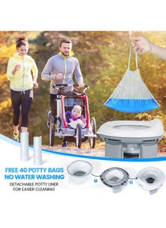 Orzbow Portable Potty Training Toilet For Boys And Girls With Storage Bag - Foldable Travel Potty Chair, Toddler Potty Seat For Indoor And Outdoor, Easy To Clean, Includes Free 40Pcs Travel Bags(Gray)  - Image 4