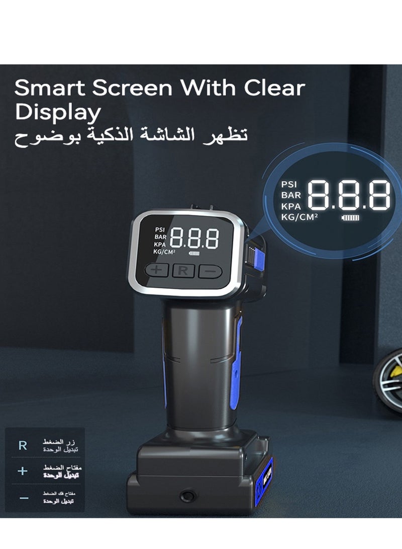 Huake Handheld Air Pump, Portable Car Tyre Auto Inflatable Pump, 160PSI Digital Pressure Detection, LED Lights Lighting Air Pump for Inflating Cars, Motorbikes, Bikes - Image 4