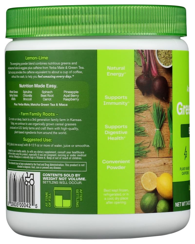 Amazing Grass Energy Green Superfood Lemon Lime Flavor, 7.4-Ounce Tub - Image 2