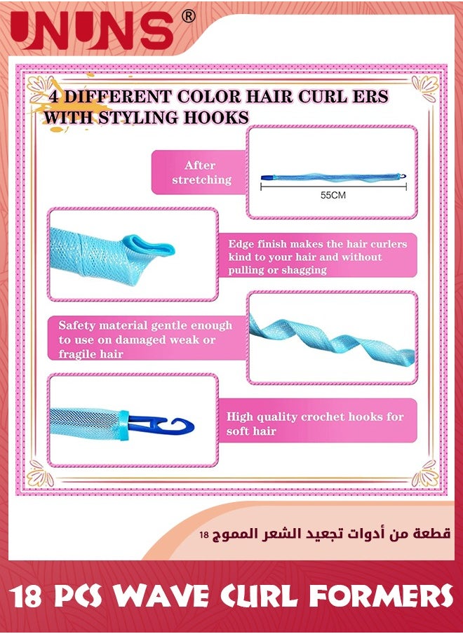 UNUNS Hair Curlers Spiral Curls,18 Pieces Hair Curlers Styling Kit, Heatless Wave Curl Formers with Styling Hooks,Magic Wave Style Hair Rollers, Hair Styling Tools For Women Girls(55cm-18Pcs)  - Image 2