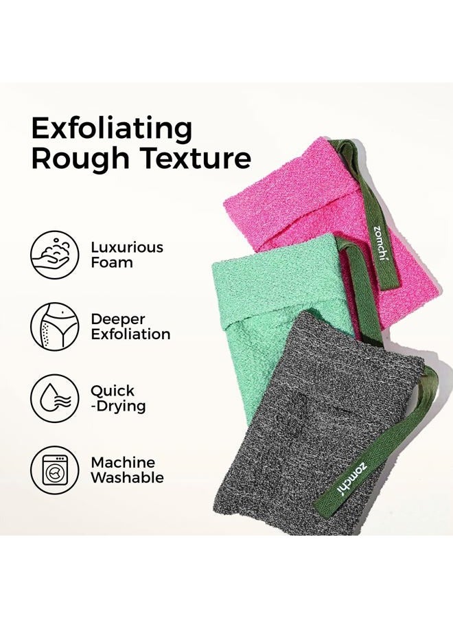 zomchi 3 Pack Exfoliating Soap Bag, Body Scrubber Sponge, Soap Savers for Bar Soap, Soap Bar Pouch for Deep Exfoliation - Image 2