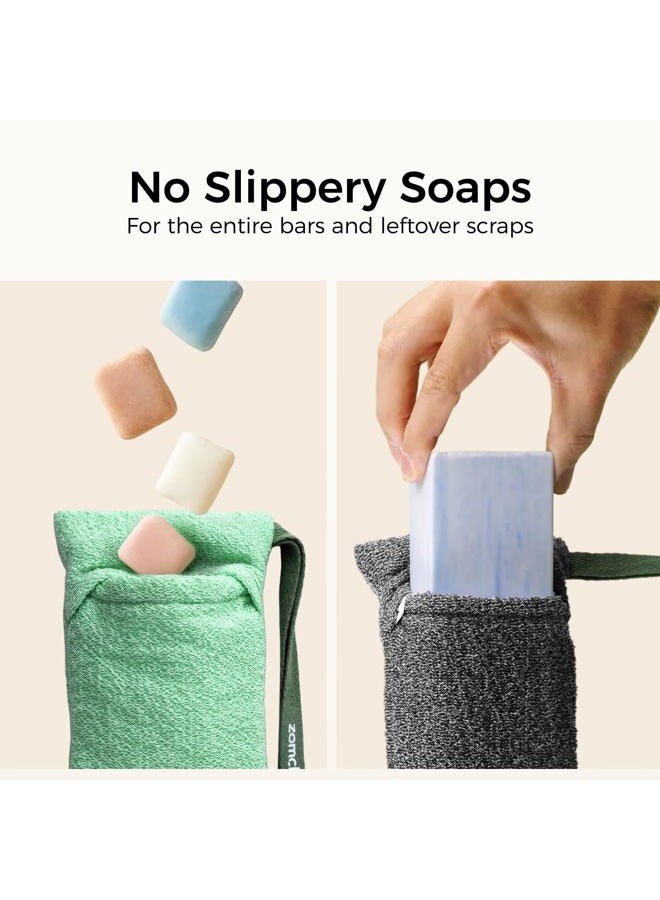 zomchi 3 Pack Exfoliating Soap Bag, Body Scrubber Sponge, Soap Savers for Bar Soap, Soap Bar Pouch for Deep Exfoliation - Image 3