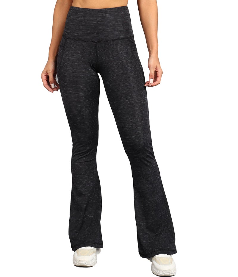 Rock Paper Scissors Women High Rise Premium Flare Gym Pants, Bootcut Style, Sweat-Wicking, Athletic Fit Wide Leg Gym Tights for Working Out, Pilates,Yoga, Fitness & Training, Black, XS - Image 1