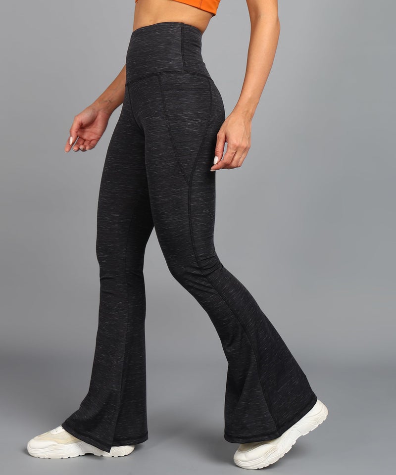 Rock Paper Scissors Women High Rise Premium Flare Gym Pants, Bootcut Style, Sweat-Wicking, Athletic Fit Wide Leg Gym Tights for Working Out, Pilates,Yoga, Fitness & Training, Black, XS - Image 4
