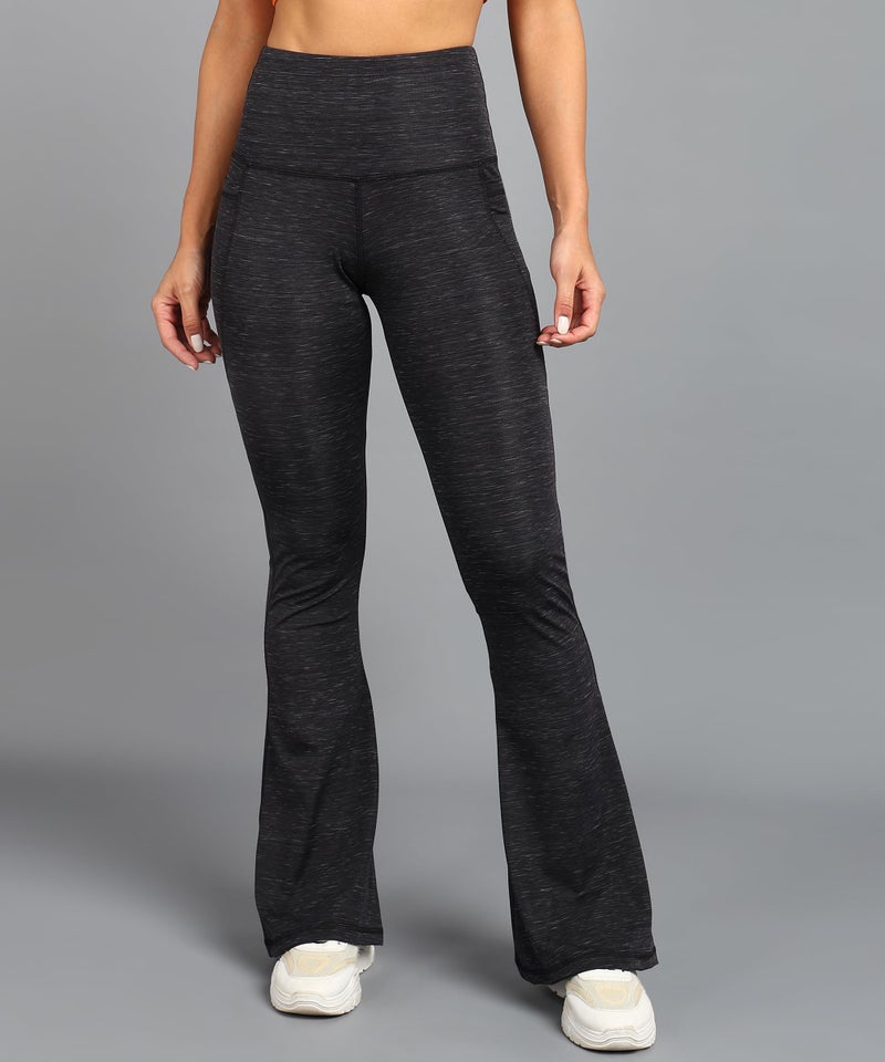 Rock Paper Scissors Women High Rise Premium Flare Gym Pants, Bootcut Style, Sweat-Wicking, Athletic Fit Wide Leg Gym Tights for Working Out, Pilates,Yoga, Fitness & Training, Black, XS - Image 2