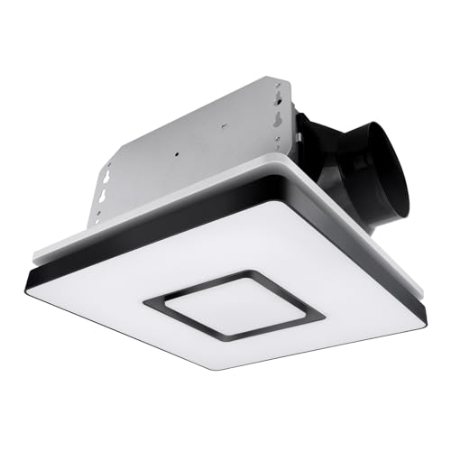Akicon Bathroom Exhaust Fan with Light, 90 CFM, 1.5 Sones Bath Celing Fan Light Combo, 15W Dimmable 3CCT LED Light with 5W Night Light Ventilation fan for Home, Square, Black - Image 1