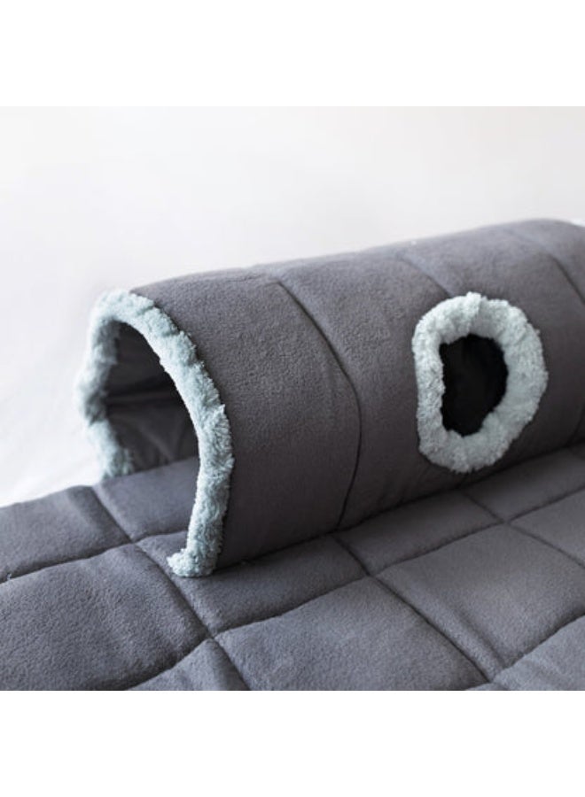 Cat Tunnel Play Mat – Plush Interactive Cat Bed with Hanging Toy - Image 2