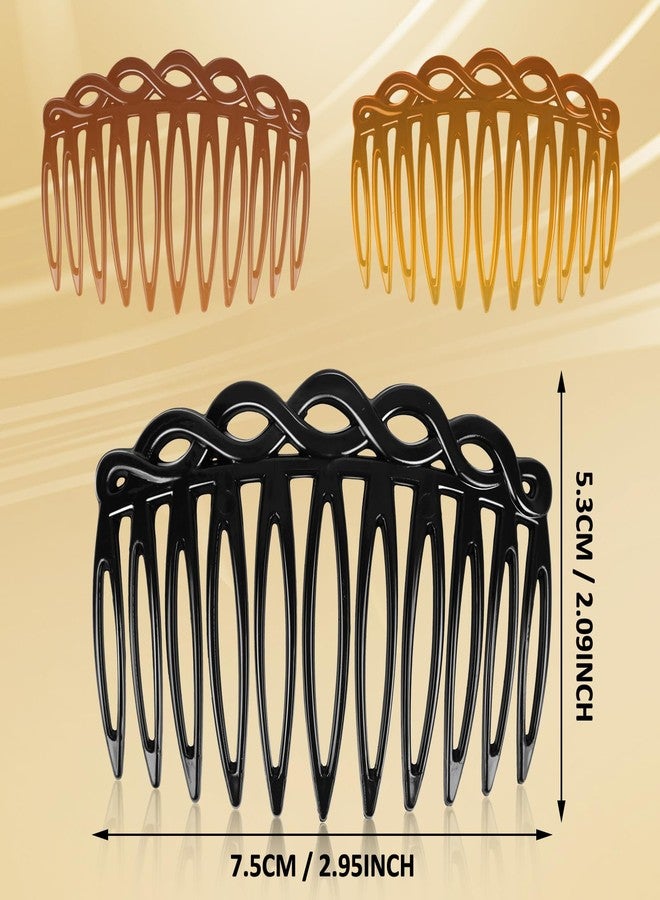 COMNICO 6 Pcs French Hair Side Combs, Women Hair Comb Accessories Plastic Twist Decorative Comb Hair Clips 3 Colors Bridal Wedding Veil Teeth Hair Combs for Multiple Hairstyles Girls Women - Image 2