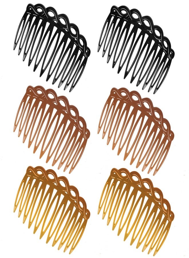 COMNICO 6 Pcs French Hair Side Combs, Women Hair Comb Accessories Plastic Twist Decorative Comb Hair Clips 3 Colors Bridal Wedding Veil Teeth Hair Combs for Multiple Hairstyles Girls Women - Image 1