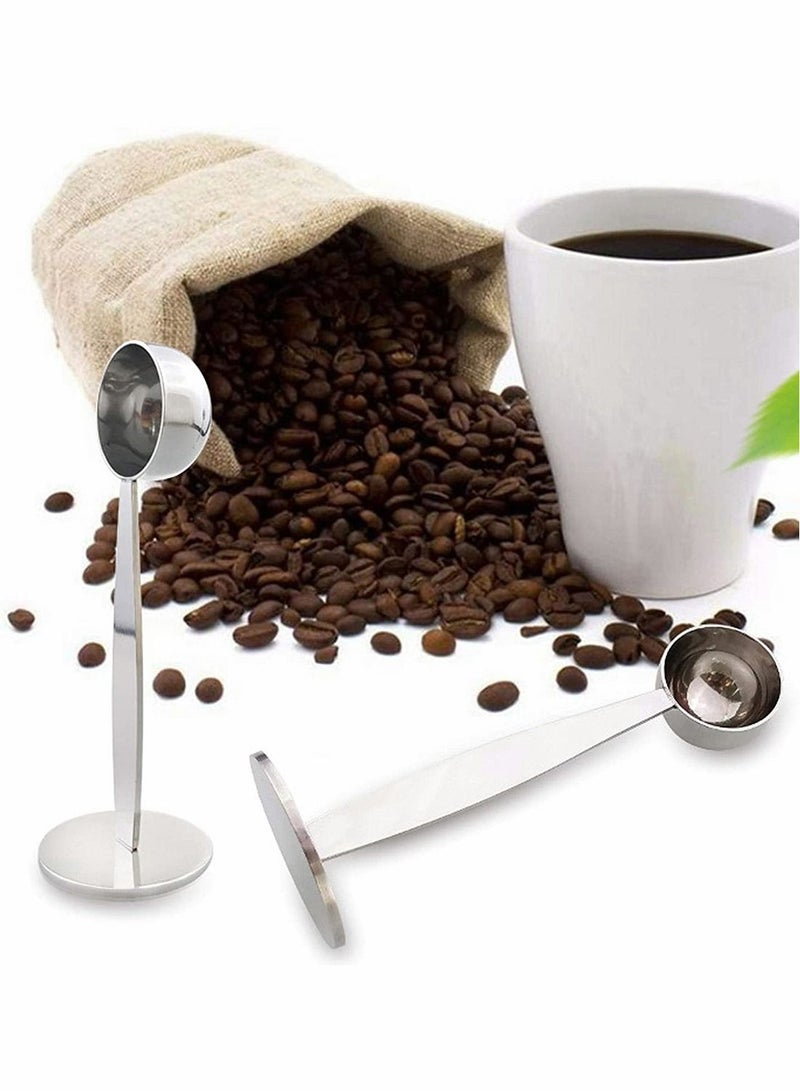 Excefore مثقاب قهوة من الفولاذ المقاوم للصدأ احترافي 2 في 1 بارستا مثقاب إسبريسو مغرفة مع ملعقة مطرقة حبوب القهوة لمقهى منزل مطبخ مكتب، قطعة واحدة - Image 3