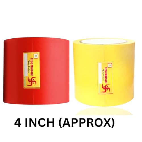 TREEMAISON Vastu Red - Yellow Tape | Size - 4 Inch (96 mm) Approx | Length- 20 Meter (Approx) | Vastu Tape Remedy for Toilet | Vastu Tape for Main Door | Tape Remedy for Negative Entrance | Pack of 2 - Image 2