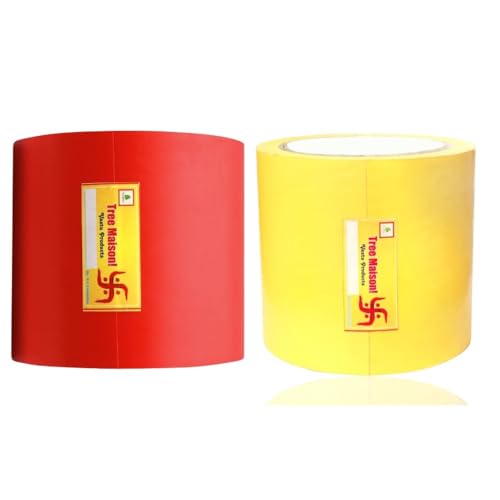 TREEMAISON Vastu Red - Yellow Tape | Size - 4 Inch (96 mm) Approx | Length- 20 Meter (Approx) | Vastu Tape Remedy for Toilet | Vastu Tape for Main Door | Tape Remedy for Negative Entrance | Pack of 2 - Image 1
