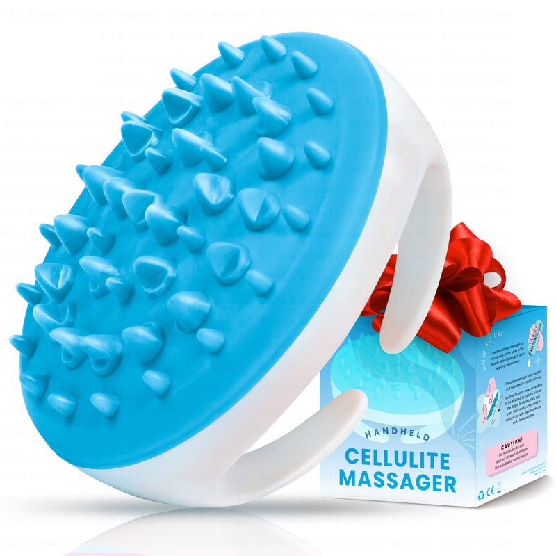 Scala Silicone Anti Cellulite Massager, Body Shower Scrubber, Cellulite Remover - Improve Circulation, Distribute Fat Deposits, Body Massager, Exfoliator, Fat Roller Use with Creams and Oils, Aqua - Image 1