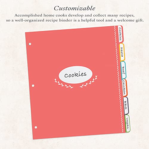 Jot  Mark Jot & Mark Blank Recipe Binder Dividers with Tabs - Six Customizable Organizer Dividers for 8.5"x11" 3-Ring Binders (Rainbow) - Blank Recipe Book - Image 3