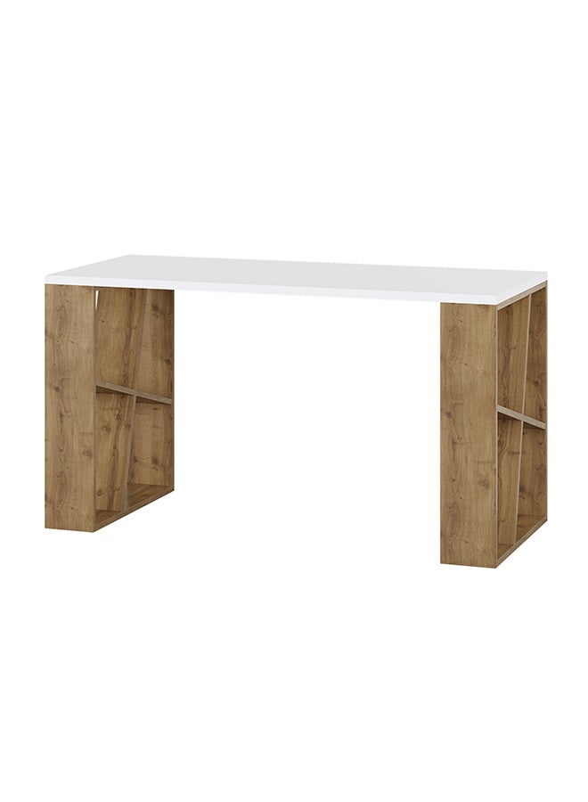 Mourah Home Honey Working Table With Storage - White/Brown  - 2 Years Warranty - Image 4
