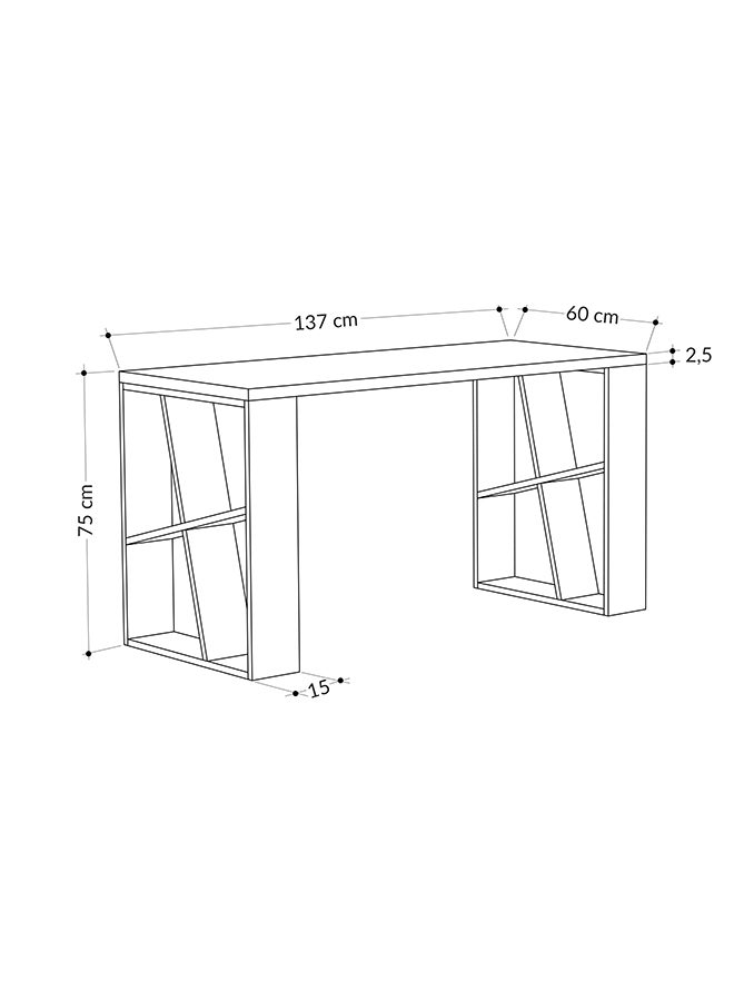 Mourah Home Honey Working Table With Storage - White/Brown  - 2 Years Warranty - Image 5