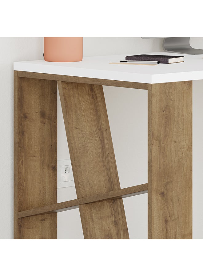 Mourah Home Honey Working Table With Storage - White/Brown  - 2 Years Warranty - Image 3