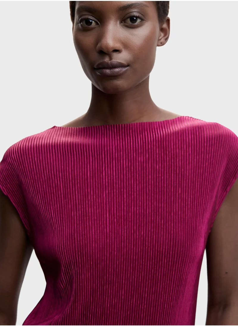 MANGO Pleated Satin Top