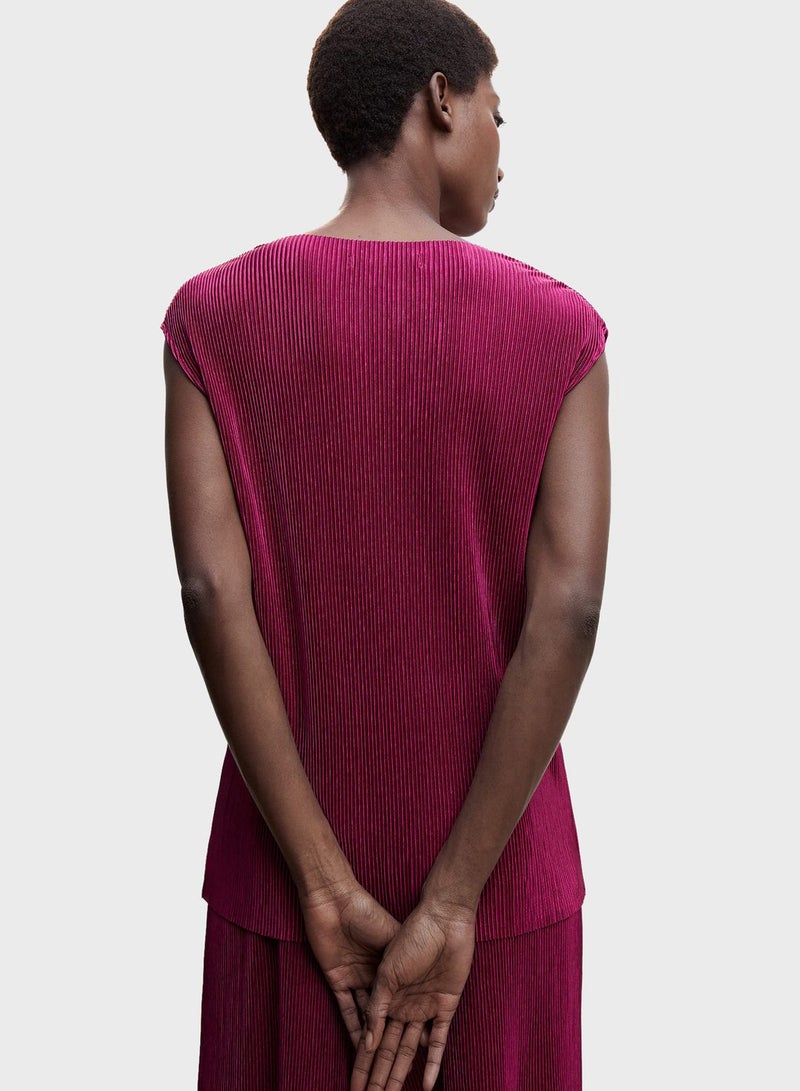 MANGO Pleated Satin Top - Image 2