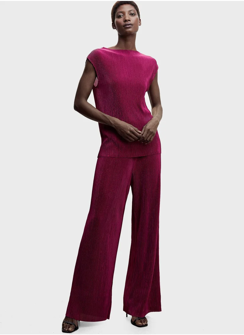 MANGO Pleated Satin Top