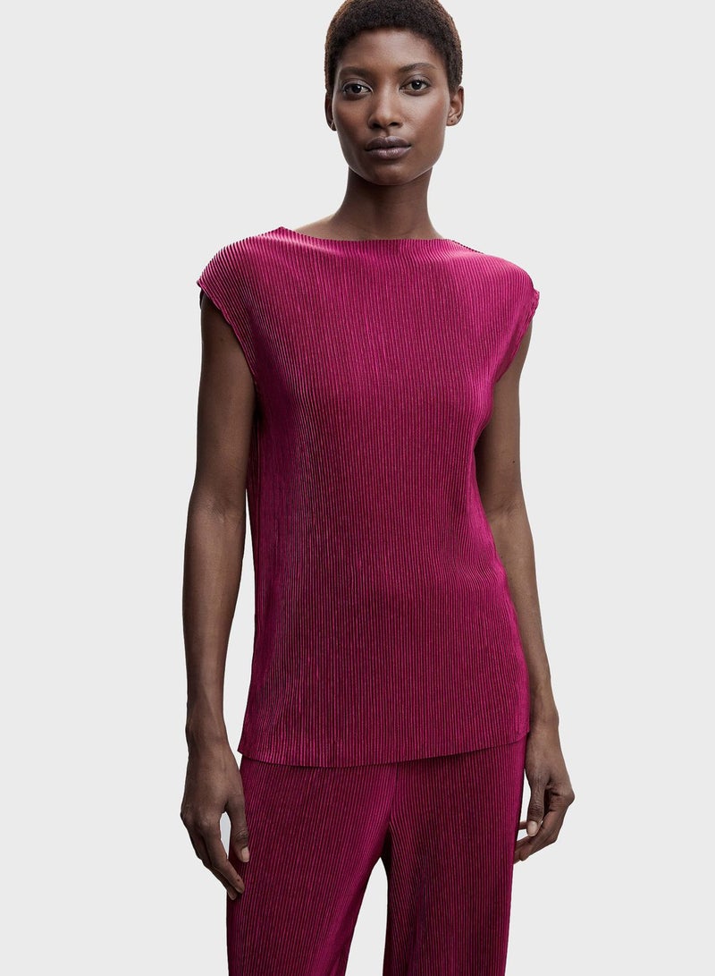 MANGO Pleated Satin Top - Image 1