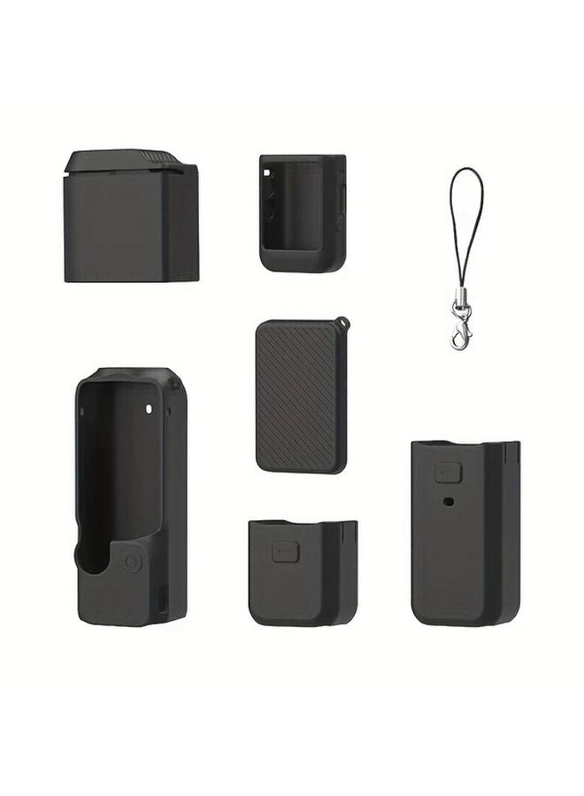 6 قطع من غطاء السيليكون الواقي الأسود للكاميرا DJI Pocket 3 Osmo، غطاء مقاوم للصدمات - Image 1