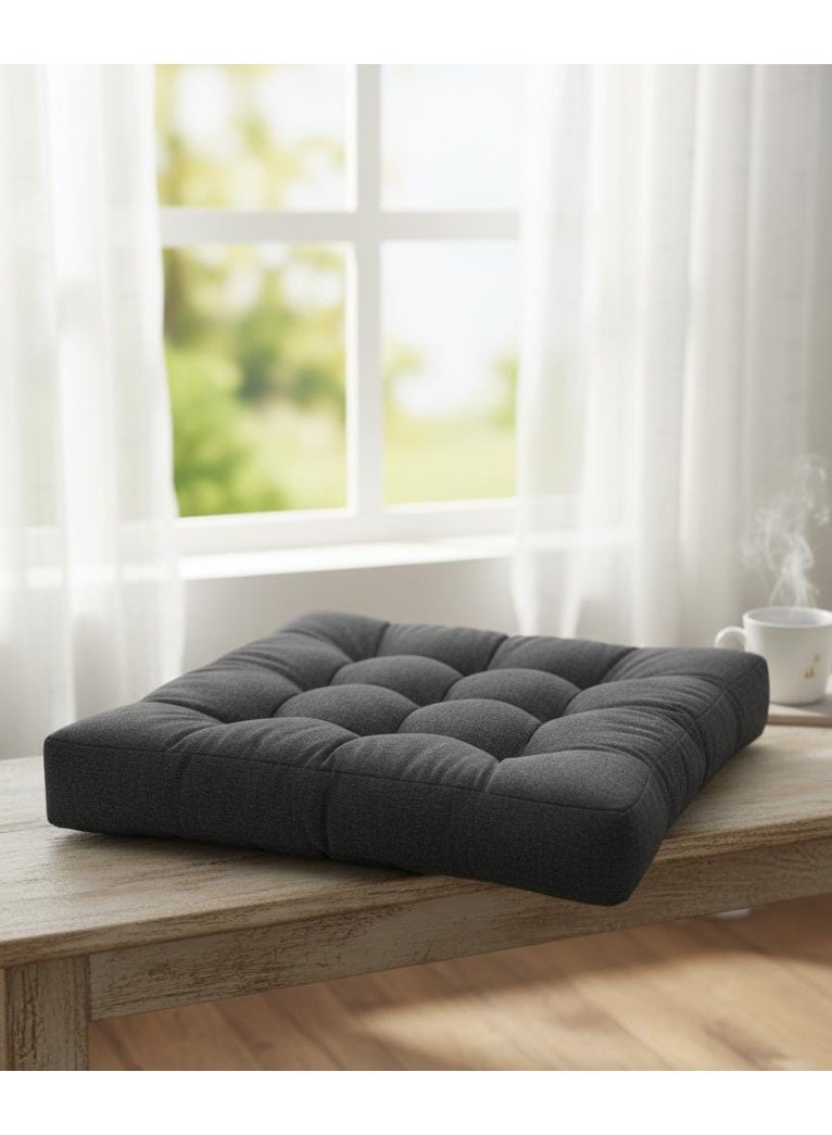 أي كي دي سي وسادة AKDC المربعة الفاخرة من قماش الكوردروي - وسادة مريحة من قماش مضلع رمادي داكن، 50×50×12 سم - Image 2