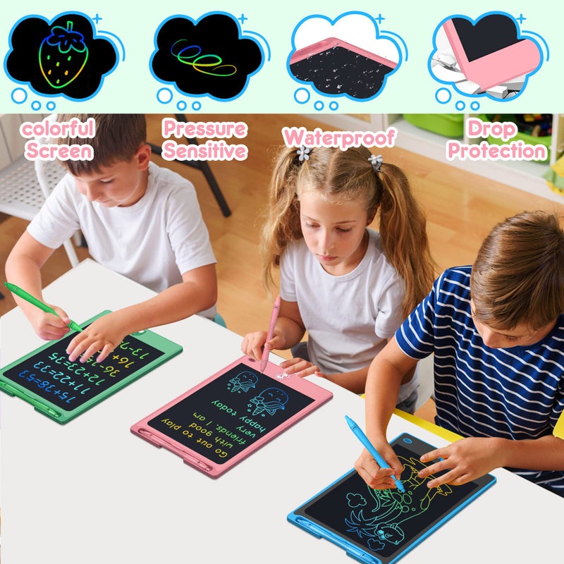 FLUESTON LCD Writing Tablet for Kids,Drawing Tablet for Boys Girls 3 4 5 6 7 8 year, 8.8 Inch 3pcs in 1 Pack Drawing Pad Toy Christmas Gifts for Toddler, Educational Doodle Board Cute Dinosaur Unicorn - Image 5