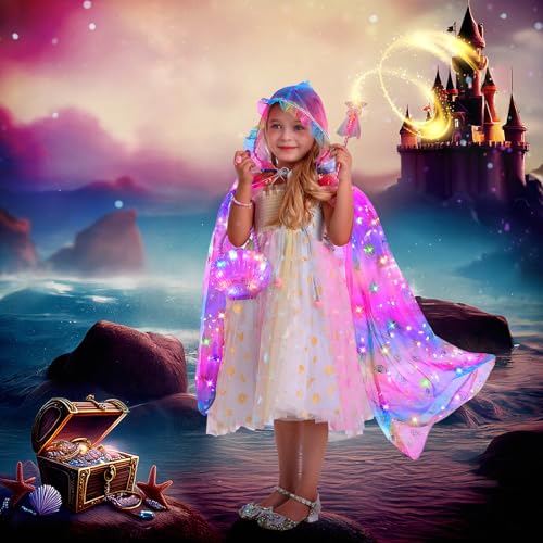 Fedio Mermaid Toys Princess Dress up for GirlsMermaid Light Up Princess Cape SetToddler Dress up Toys Christmas Birthday Halloween Gifts for 38 Years Old - Image 5