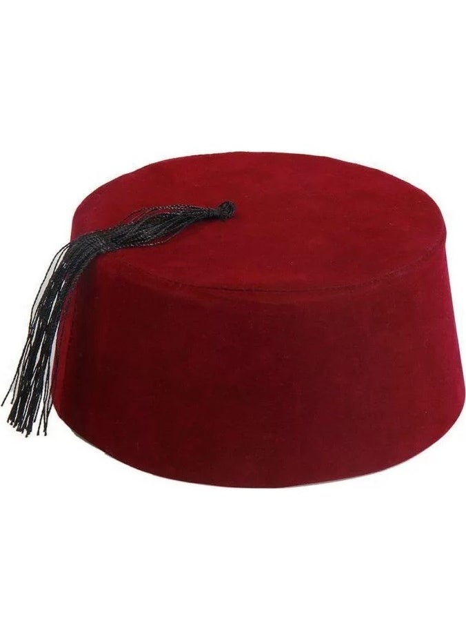 Çerçici - Burgundy Color Ottoman Fesi Local Folklore Fesi Hat 5 No 5-6 Years Old Child - Image 1