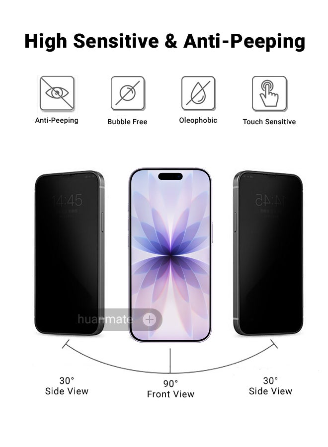 huanmate Apple iPhone 17 Privacy Screen Protector – Premium Edge to Edge Anti Spy Privacy Tempered Glass, Oleophobic Coating, Delicate Touch, Anti-Explosion, Smooth Arc Edge, Easy Installation - Image 3