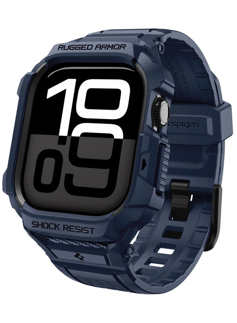 Spigen Rugged Armor Pro 2 for Apple Watch Series 11 / 10 (46mm) Case with Band Strap - Navy Blue - Image 1
