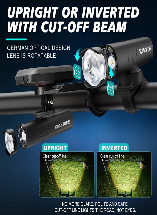 BUCKLOS Bike Lights for Night Riding, Ultra Bright 1500 Lumens, 5 Modes Bike Light, USB Rechargeable Bicycle Lights with Rotatable Lens, IP66 Waterproof Bike Headlight, 4500mAh Bike Front Light - Image 4