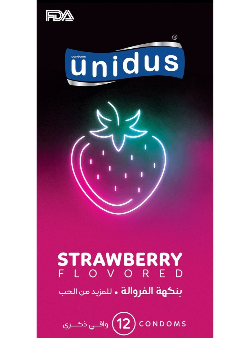 Unidus Condom - STRAWBERRY Flovored - Lubricated Condoms for Men, Pack of 12 - Image 2