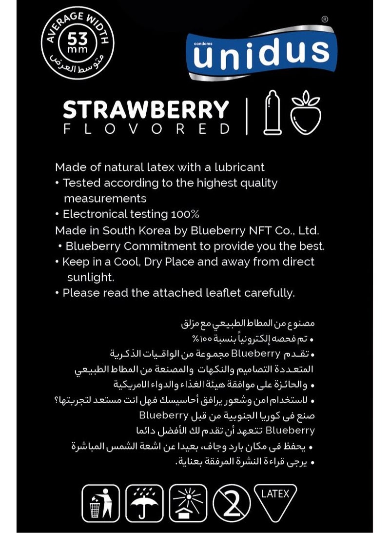 Unidus Condom - STRAWBERRY Flovored - Lubricated Condoms for Men, Pack of 12 - Image 3