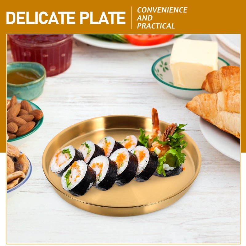 🍳 صحن من الفولاذ المقاوم للصدأ لتقديم الستيك والمعكرونة والحلويات تصميم أنيق - Image 4
