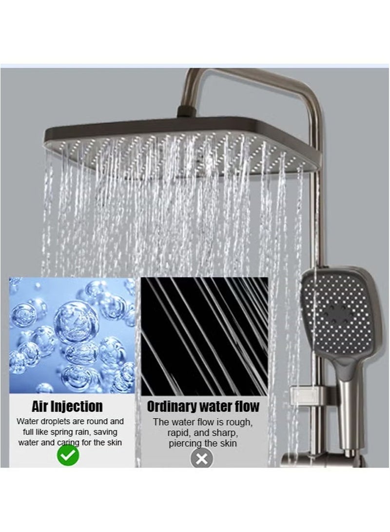 HaLunhi Shower System Thermostatic，4-Function Piano Key Wall-Mounted Shower Set，with 12" Shower Head，3 Function Hand Shower，Bath Mixers（Gray） - Image 5