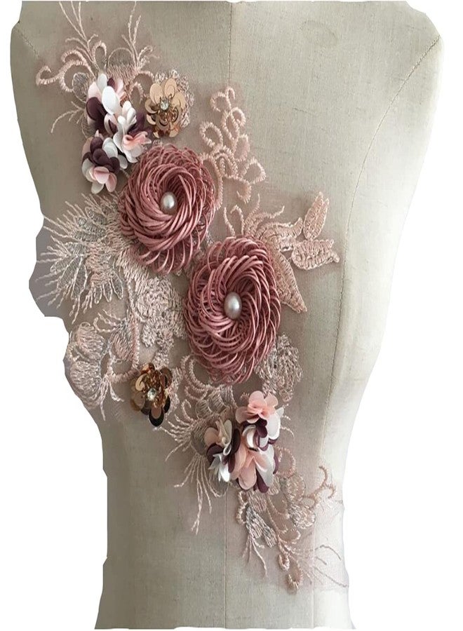 RUINUO 3D Lace Beads Flower Applique Patches Sew on Patches Floral Embroidered Appliques Colorful Sewing Wedding Dress Handmade Decor Rose - Image 1